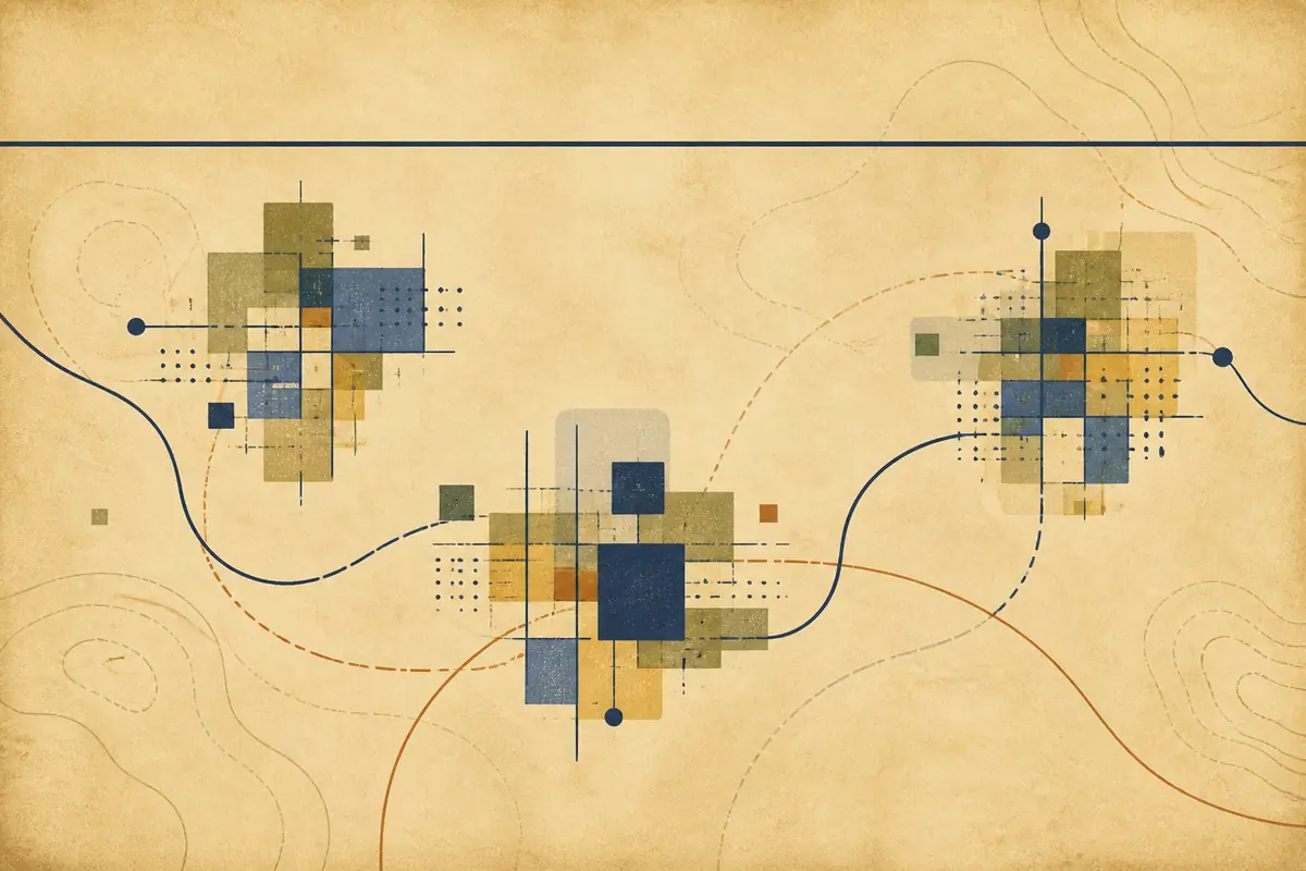 Abstract illustrated map composition for Redlands, United States