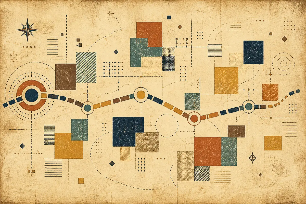 Abstract illustrated map composition for Redmond, United States