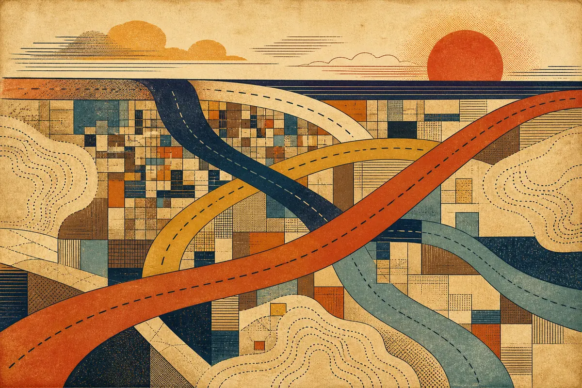 Abstract illustrated map composition for Redondo Beach, United States