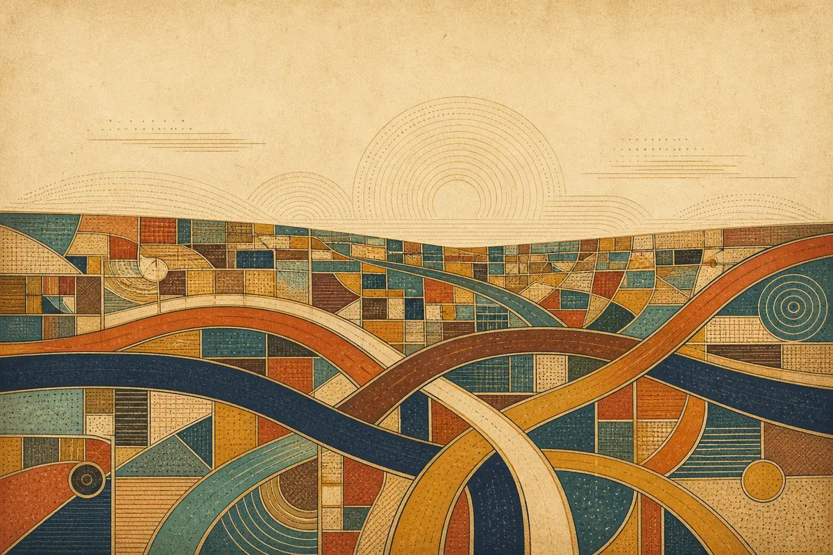 Abstract illustrated map composition for Redwood City, United States