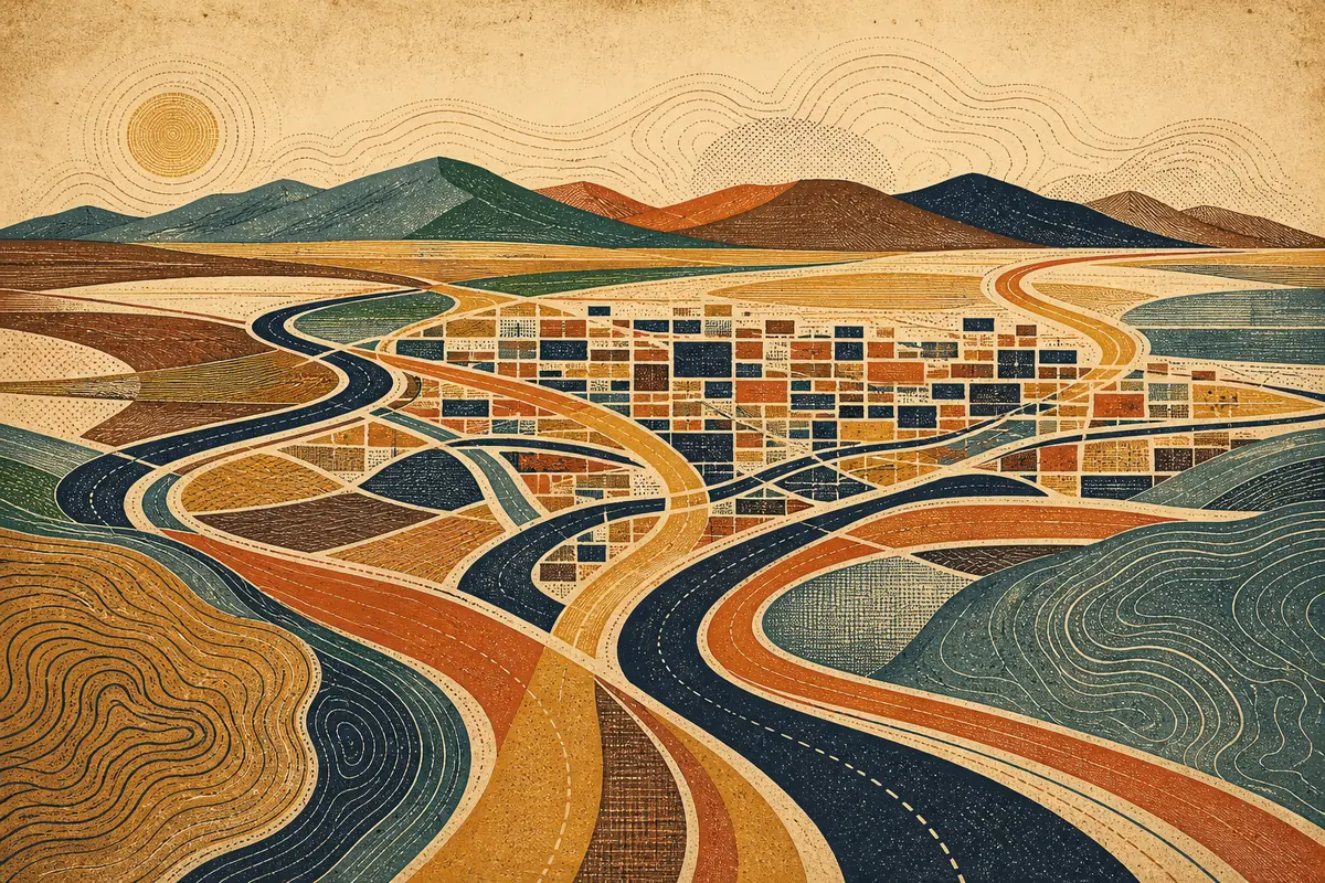 Abstract illustrated map composition for Reno, United States