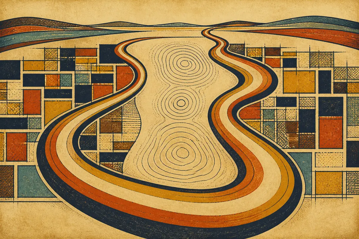 Abstract illustrated map composition for Renton, United States