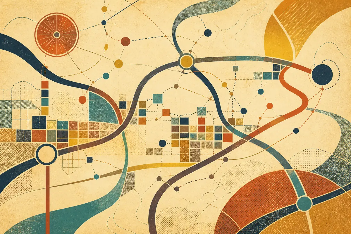 Abstract illustrated map composition for Rexburg, United States