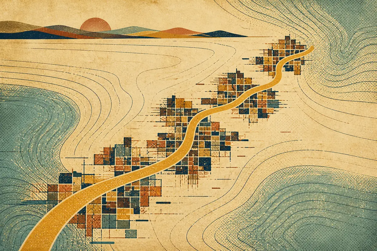 Abstract illustrated map composition for Richardson, United States