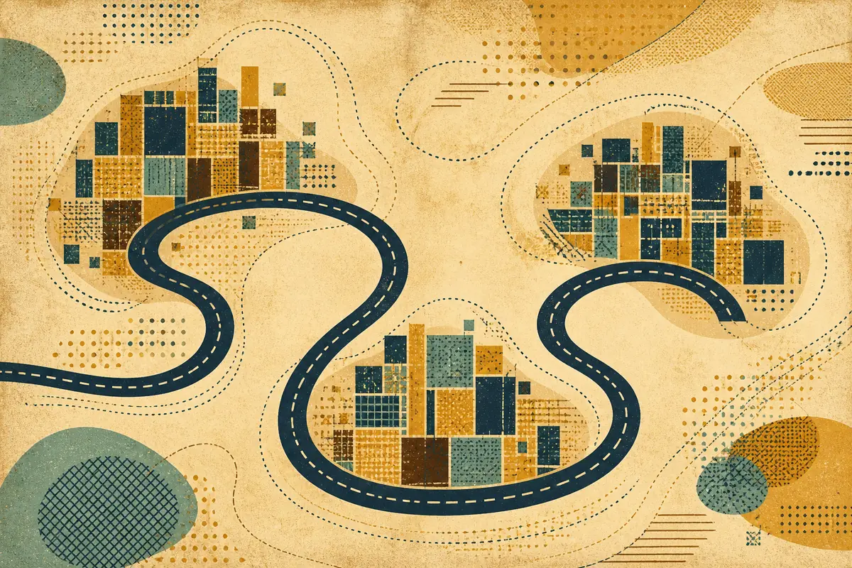 Abstract illustrated map composition for Richmond, United States