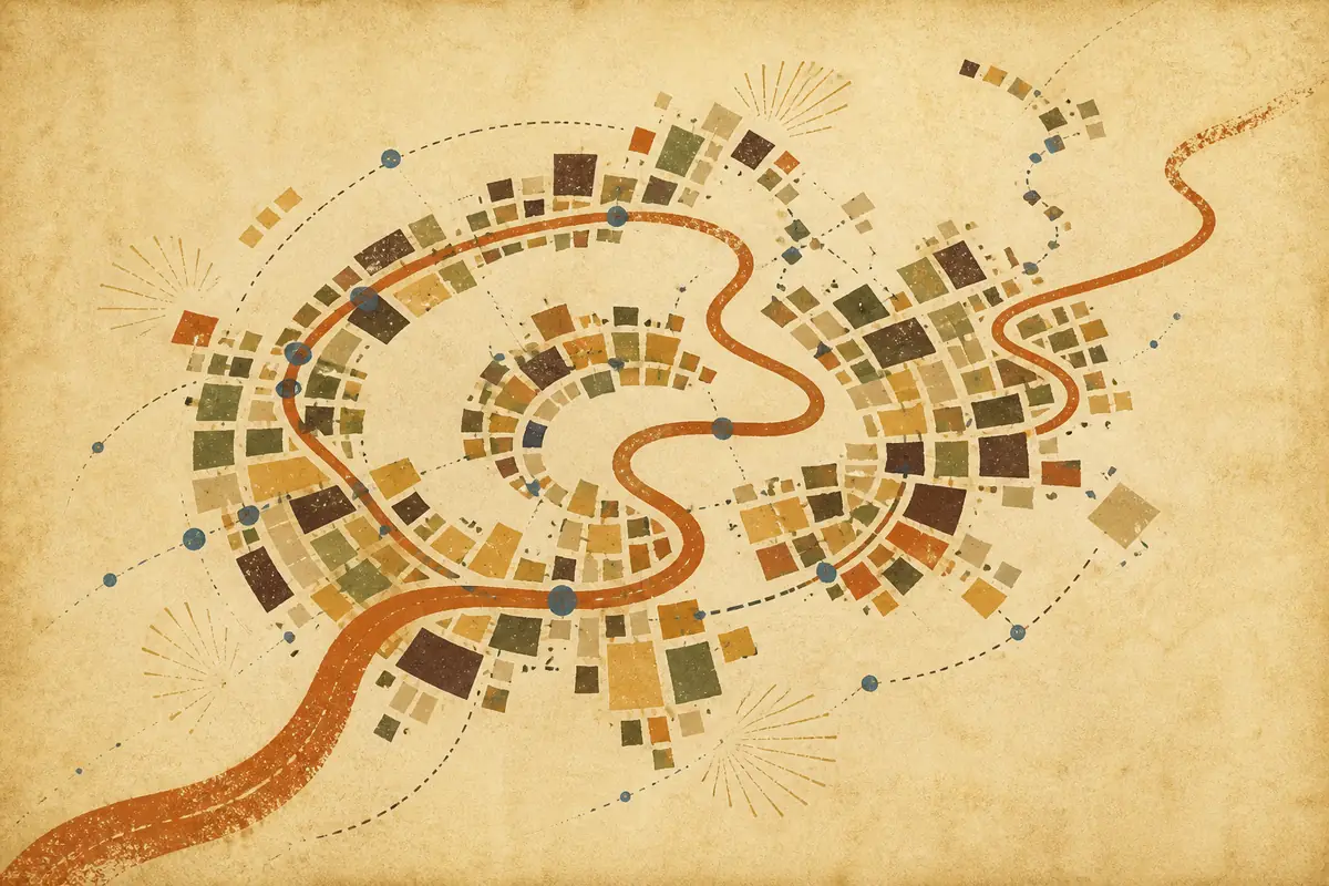Abstract illustrated map composition for Richmond, United States