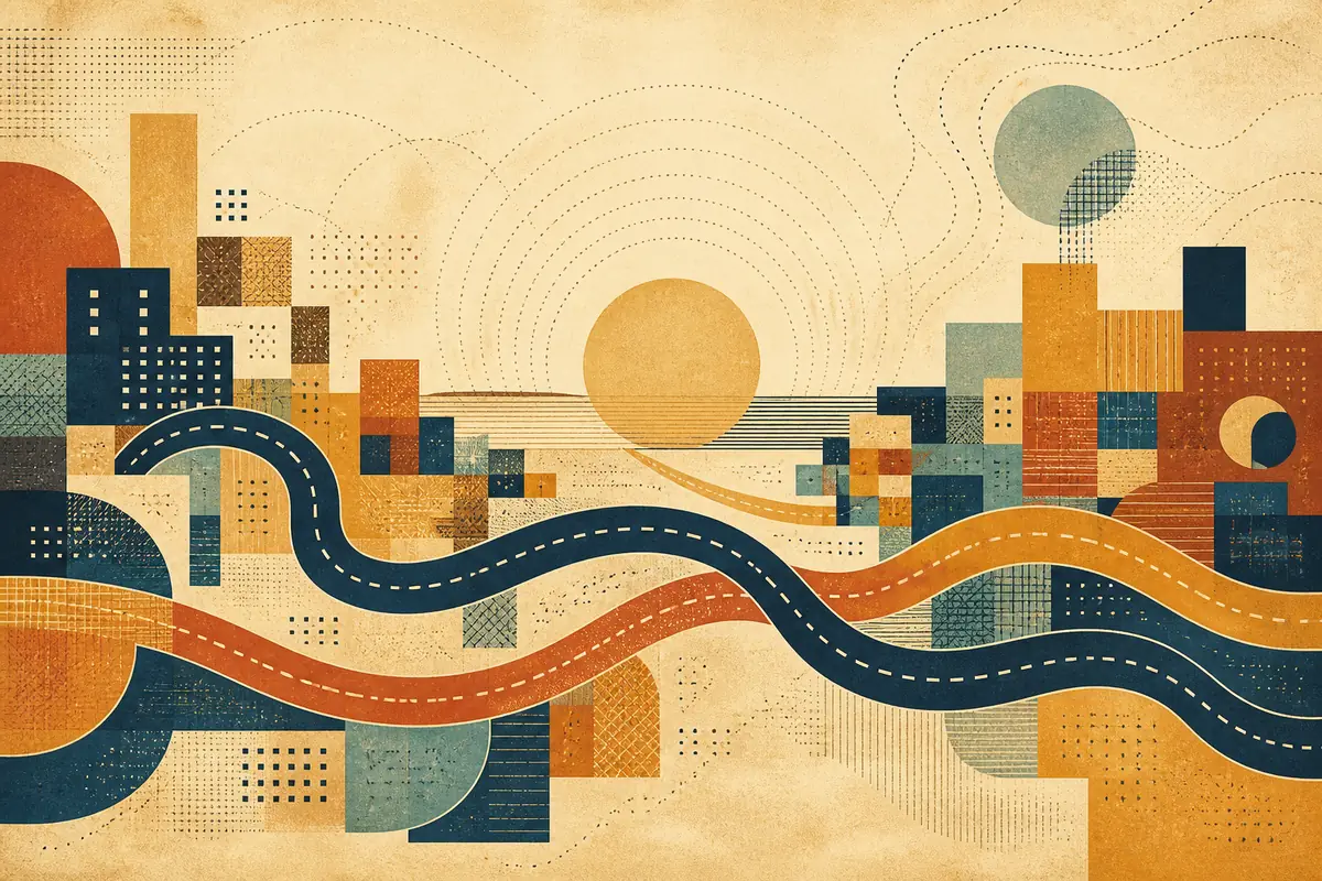 Abstract illustrated map composition for Richmond West, United States