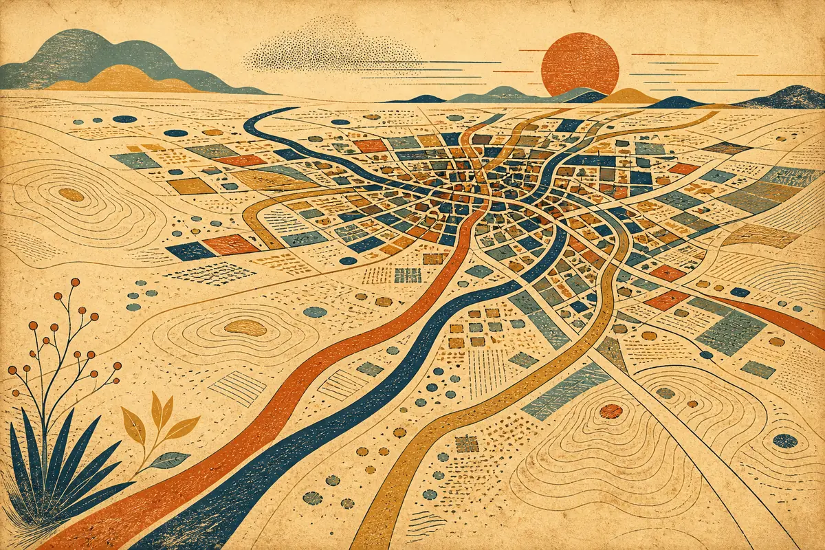 Abstract illustrated map composition for Richmond, United States