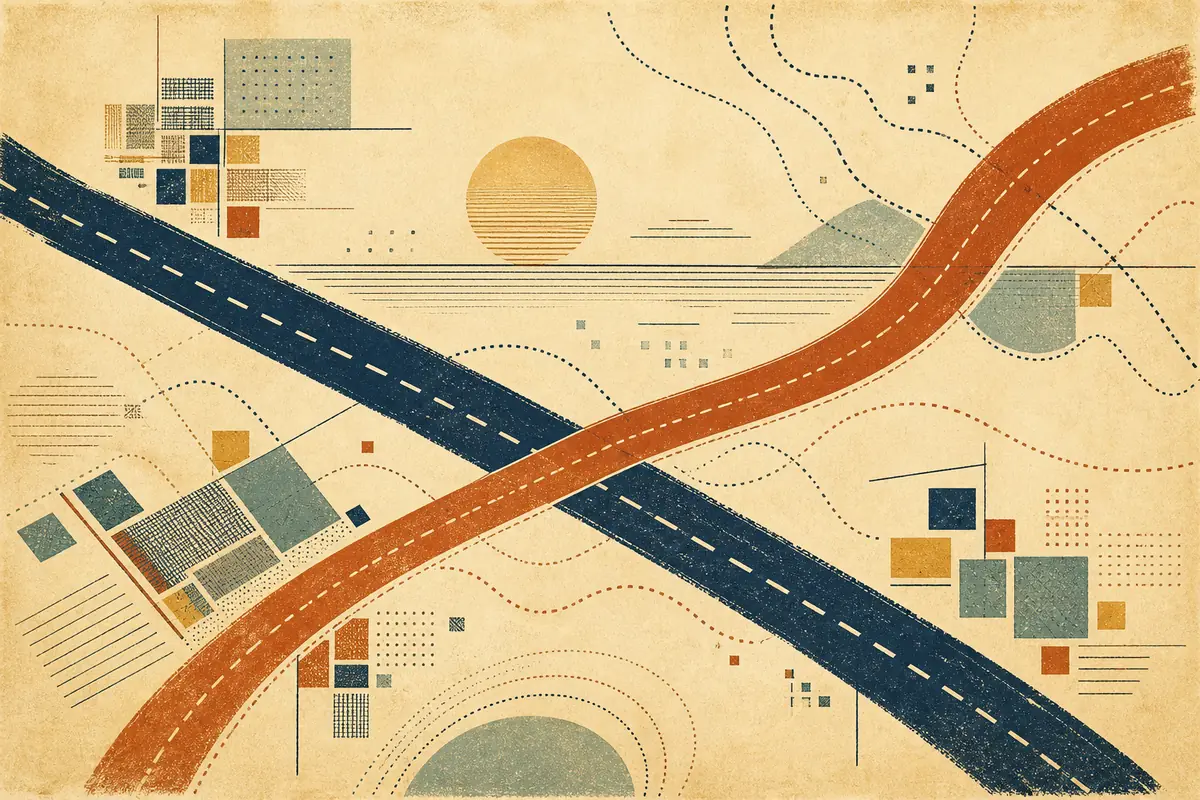 Abstract illustrated map composition for Ridley, United States