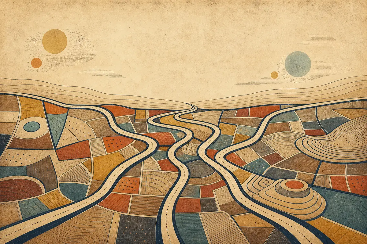 Abstract illustrated map composition for Rio Rancho, United States
