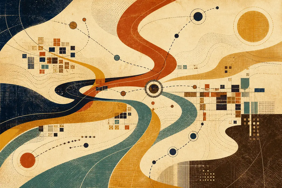 Abstract illustrated map composition for Riverton, United States