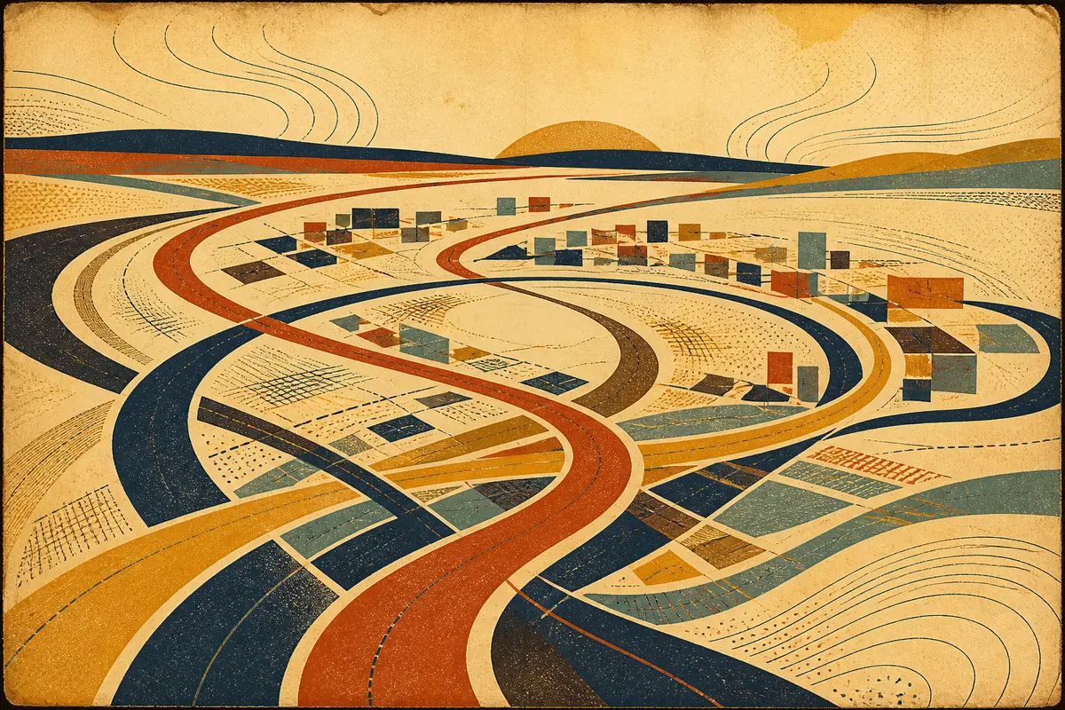 Abstract illustrated map composition for Roanoke, United States