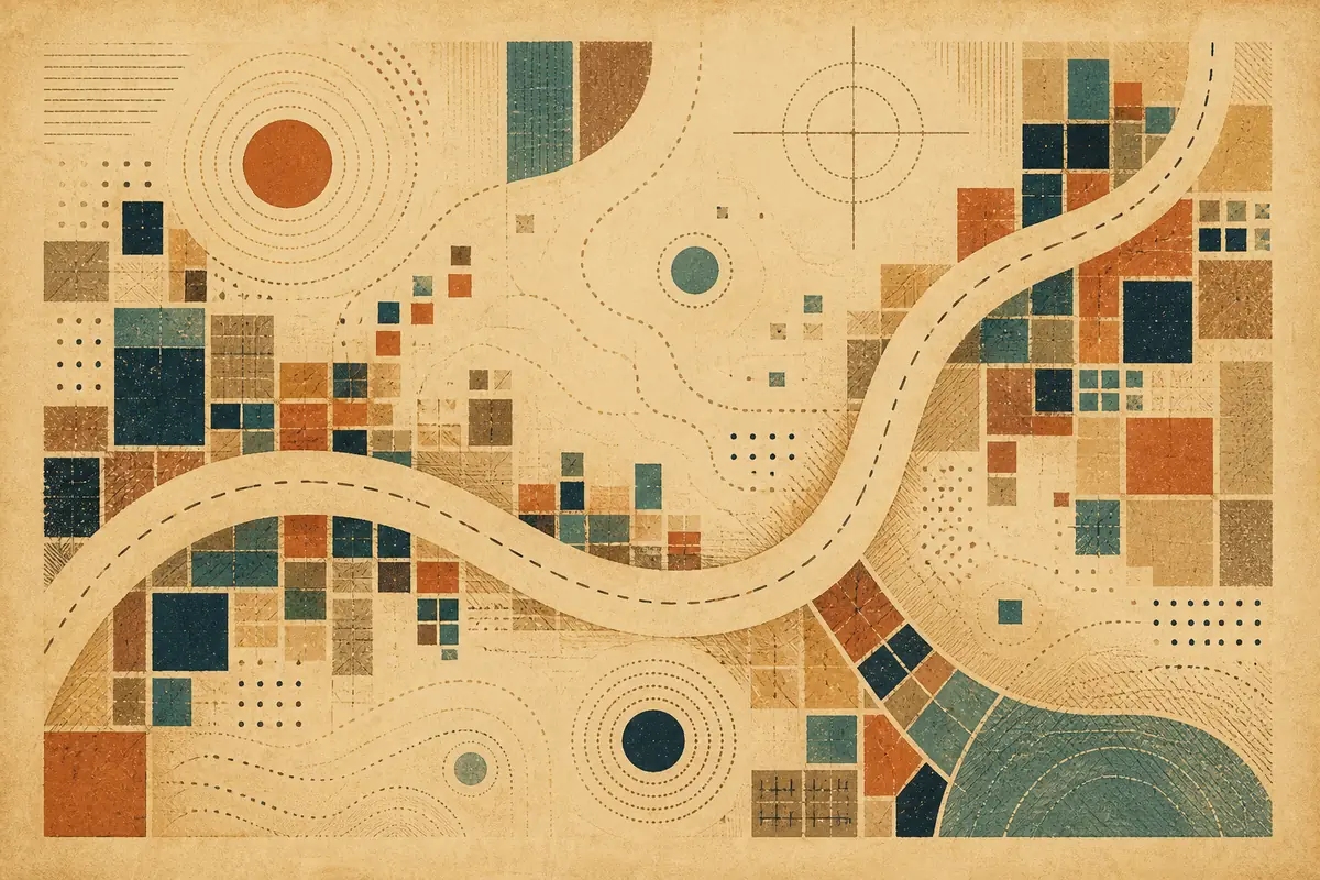 Abstract illustrated map composition for Rochester, United States