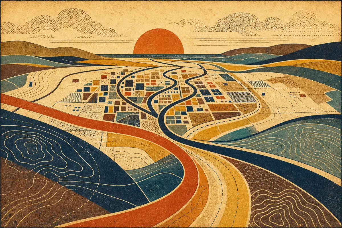 Abstract illustrated map composition for Rochester, United States