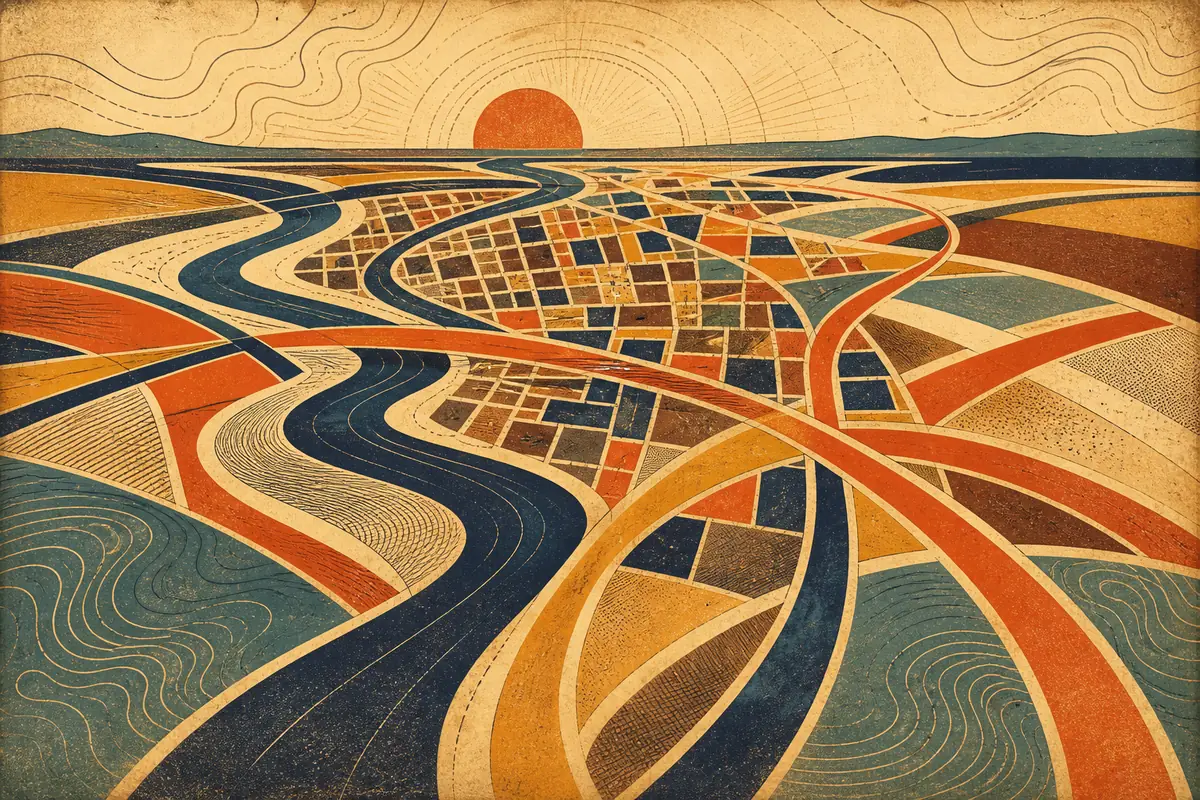 Abstract illustrated map composition for Rochester, United States