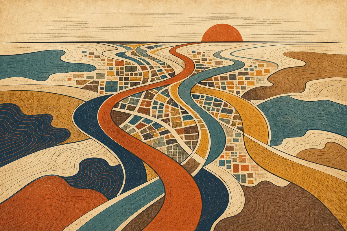 Abstract illustrated map composition for Rock Hill, United States