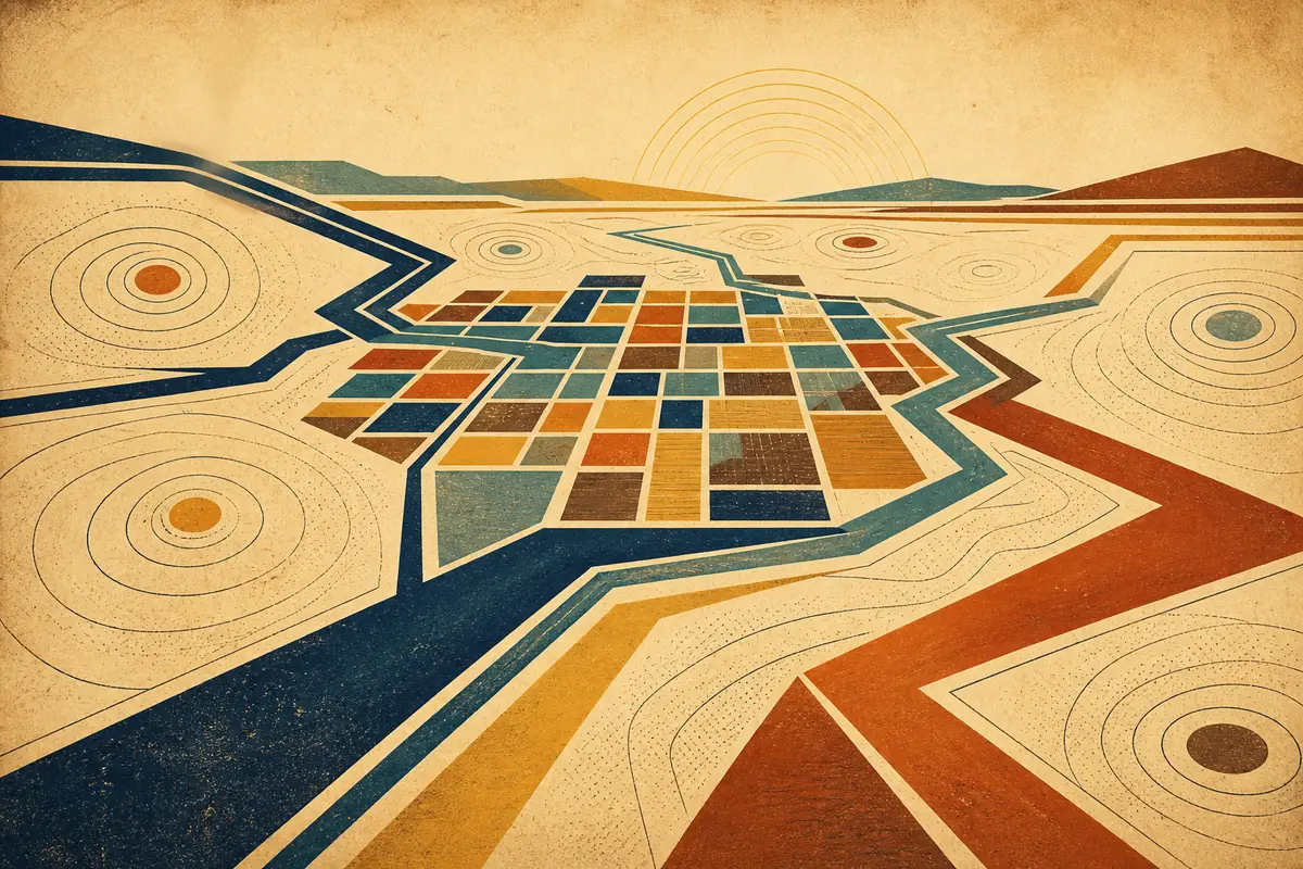 Abstract illustrated map composition for Rockford, United States