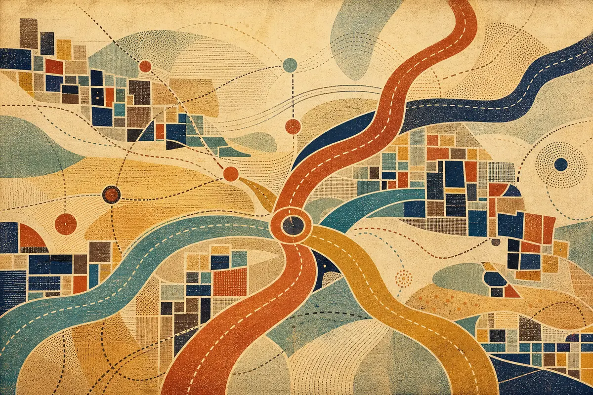 Abstract illustrated map composition for Rohnert Park, United States