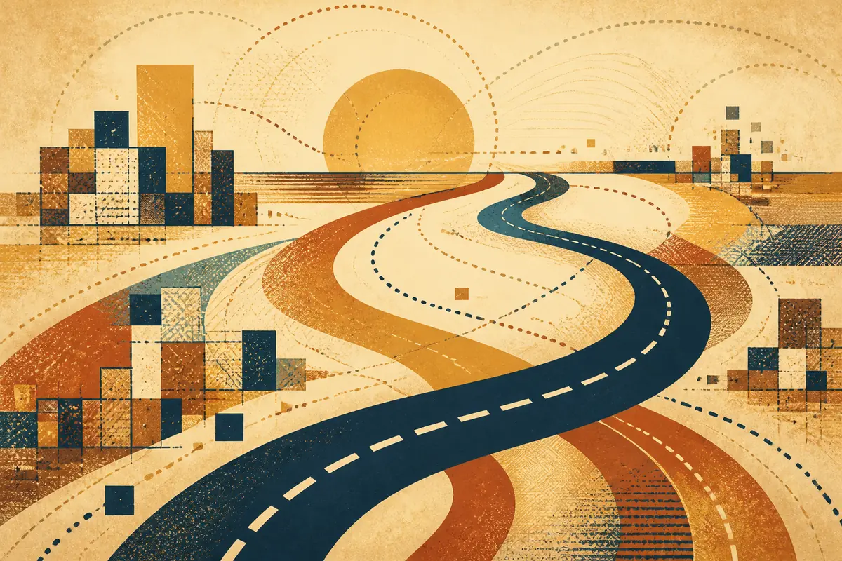 Abstract illustrated map composition for Rome, United States