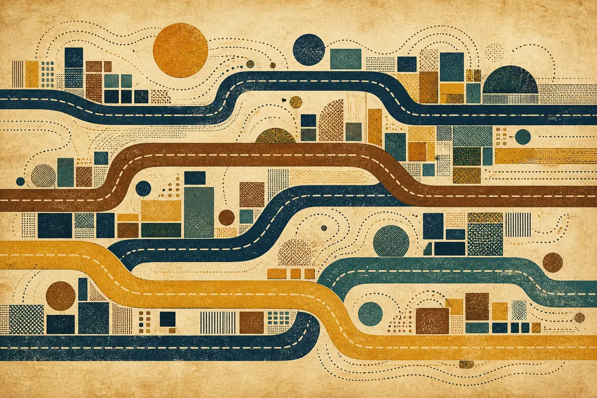 Abstract illustrated map composition for Rome, United States