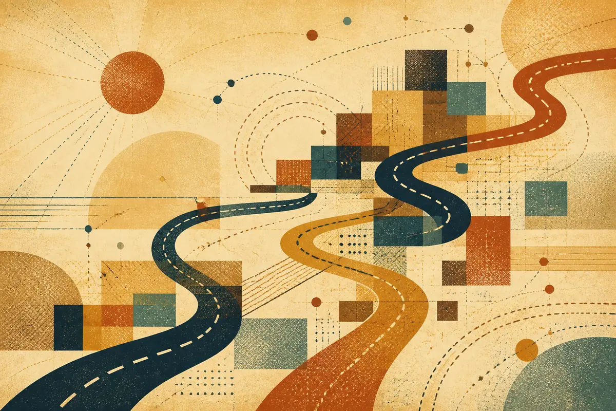 Abstract illustrated map composition for Rotterdam, United States