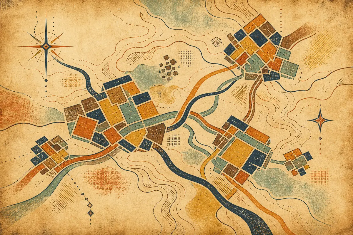 Abstract illustrated map composition for Round Lake Beach, United States