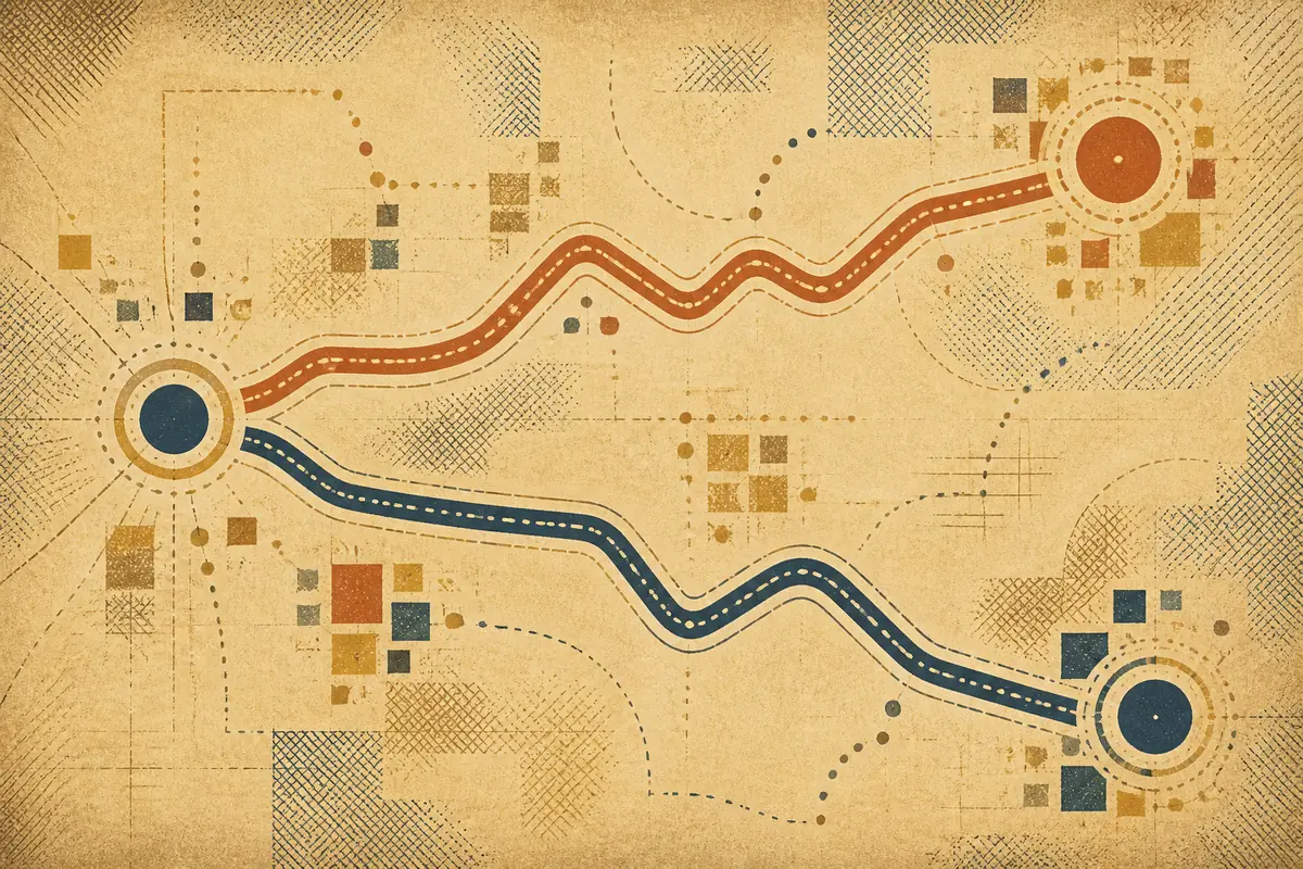 Abstract illustrated map composition for Roy, United States