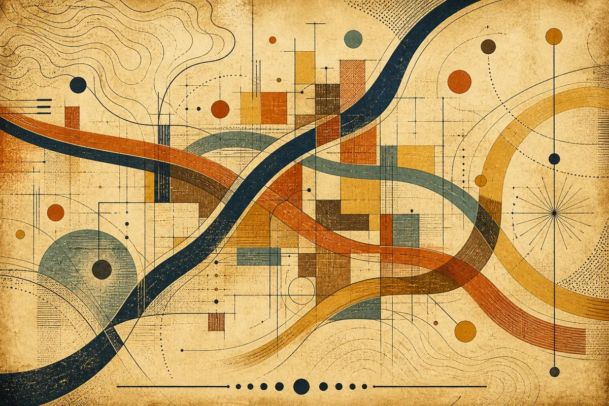 Abstract illustrated map composition for Royal Oak, United States
