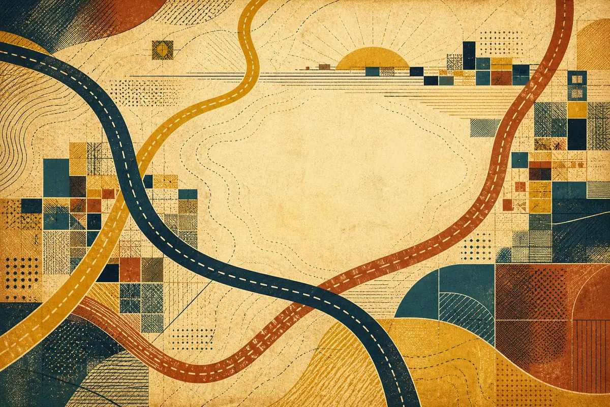 Abstract illustrated map composition for Royal Palm Beach, United States