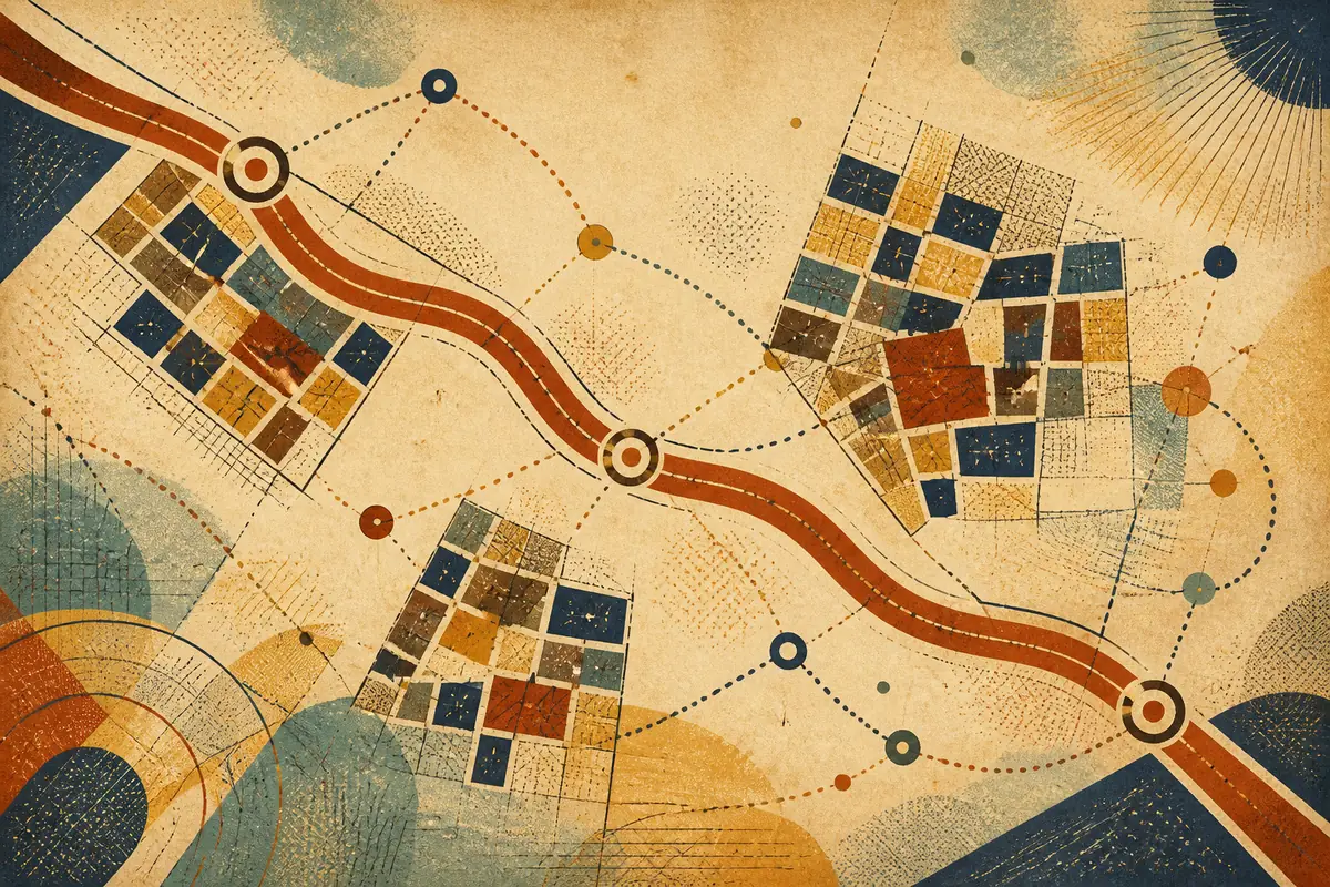 Abstract illustrated map composition for Rye, United States