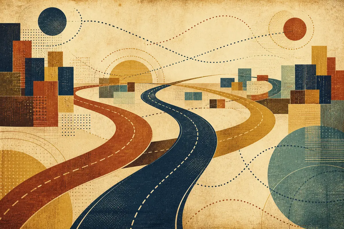 Abstract illustrated map composition for Sachse, United States