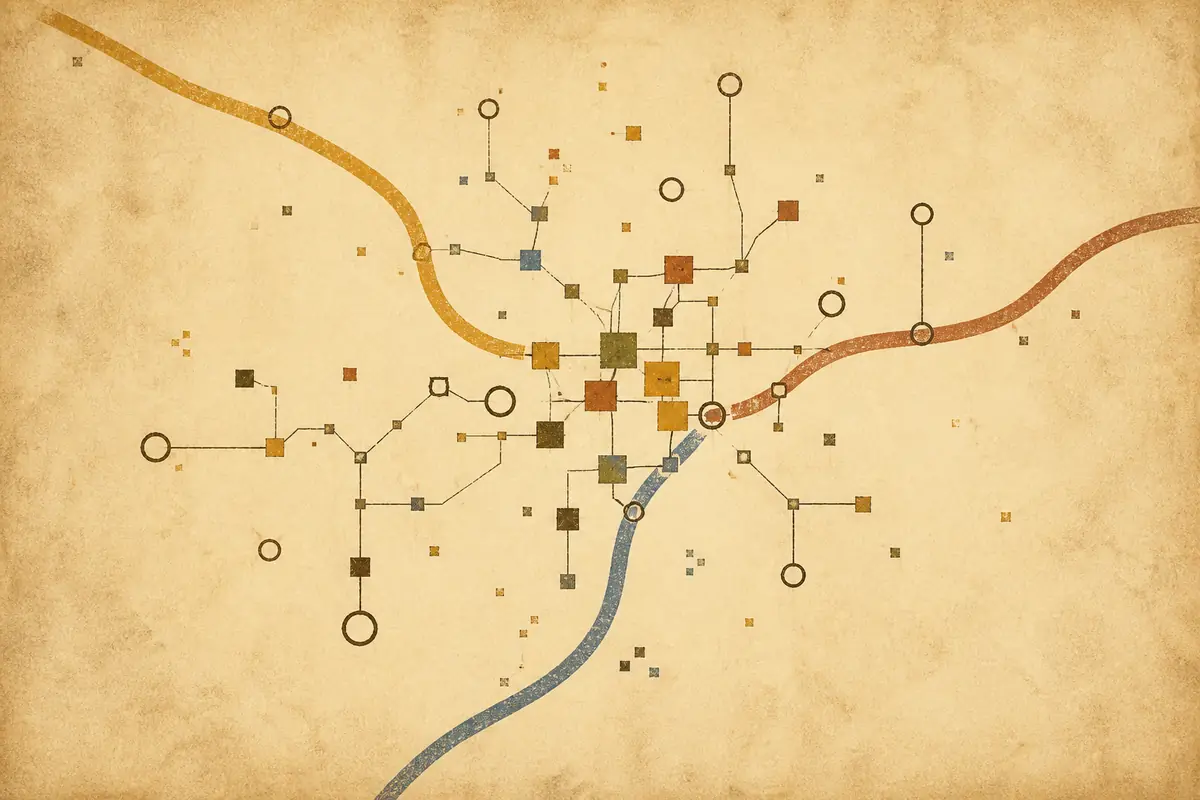 Abstract illustrated map composition for Saginaw, United States