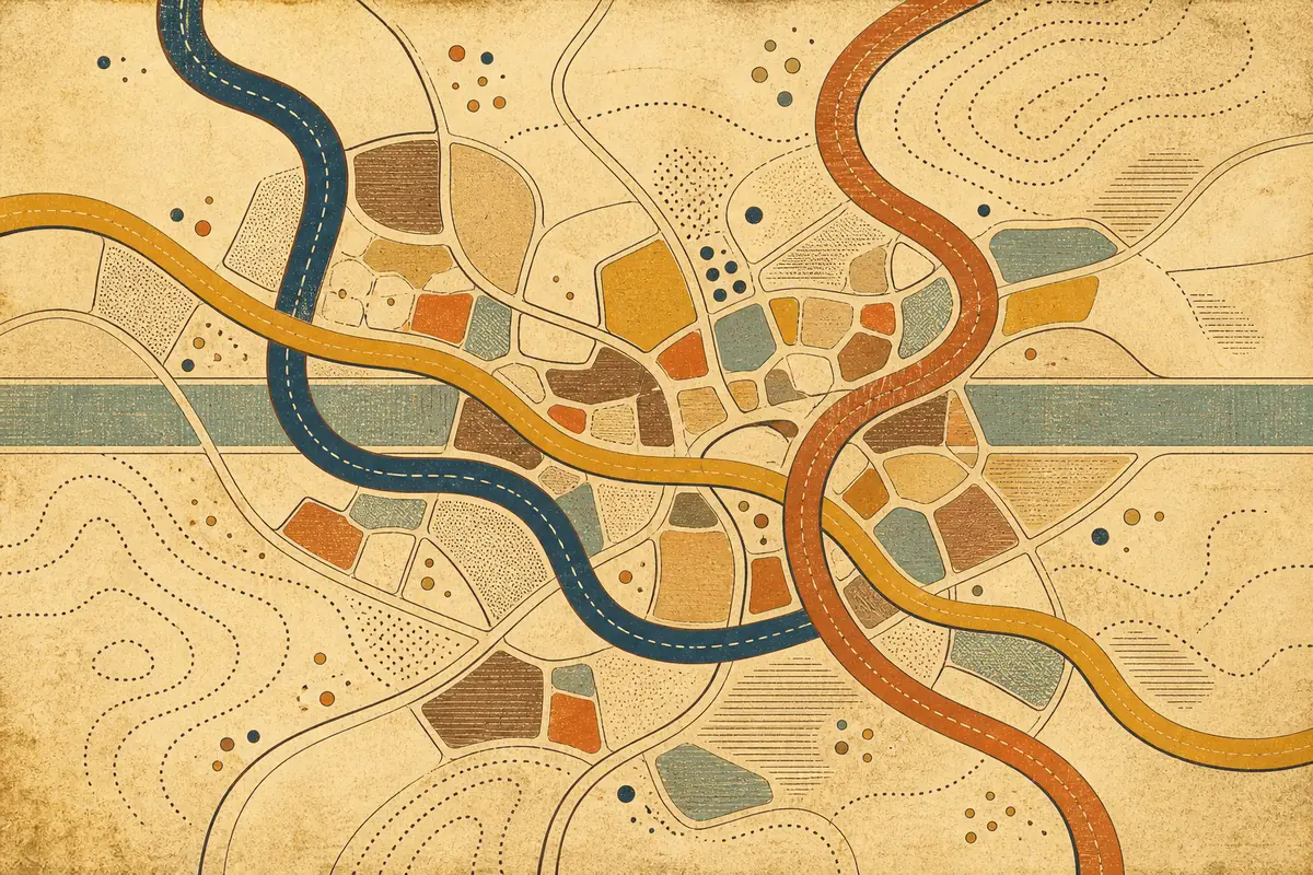 Abstract illustrated map composition for Sahuarita, United States