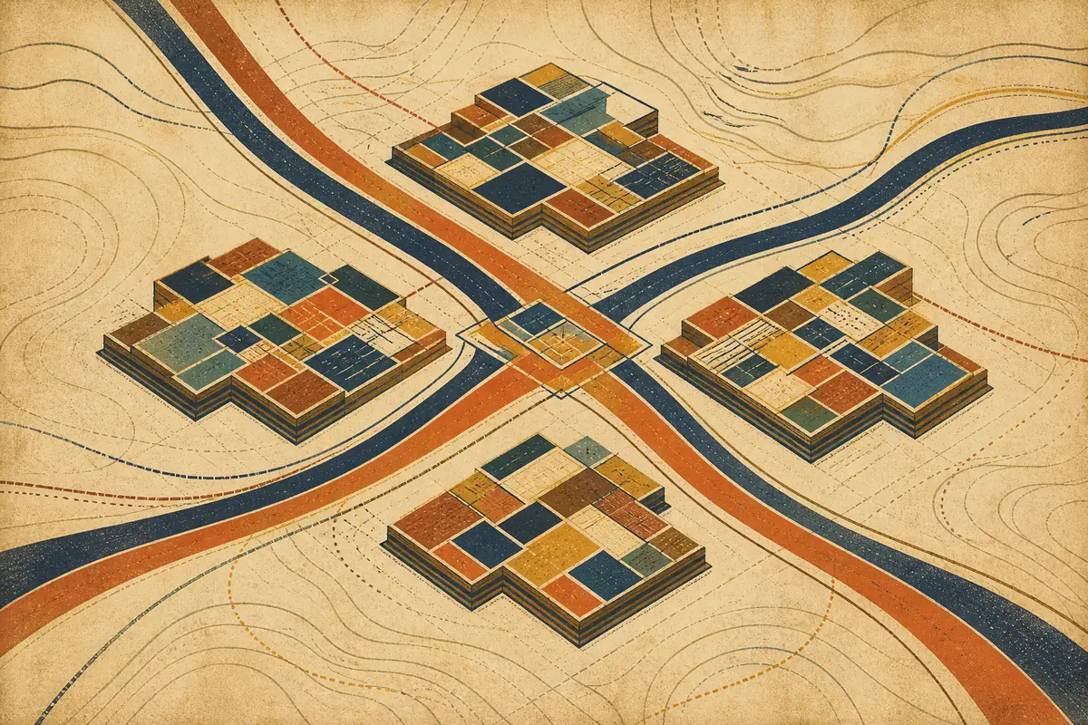 Abstract illustrated map composition for Salinas, United States