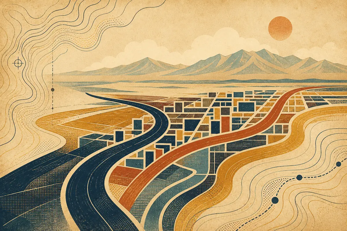 Abstract illustrated map composition for Salt Lake City, United States