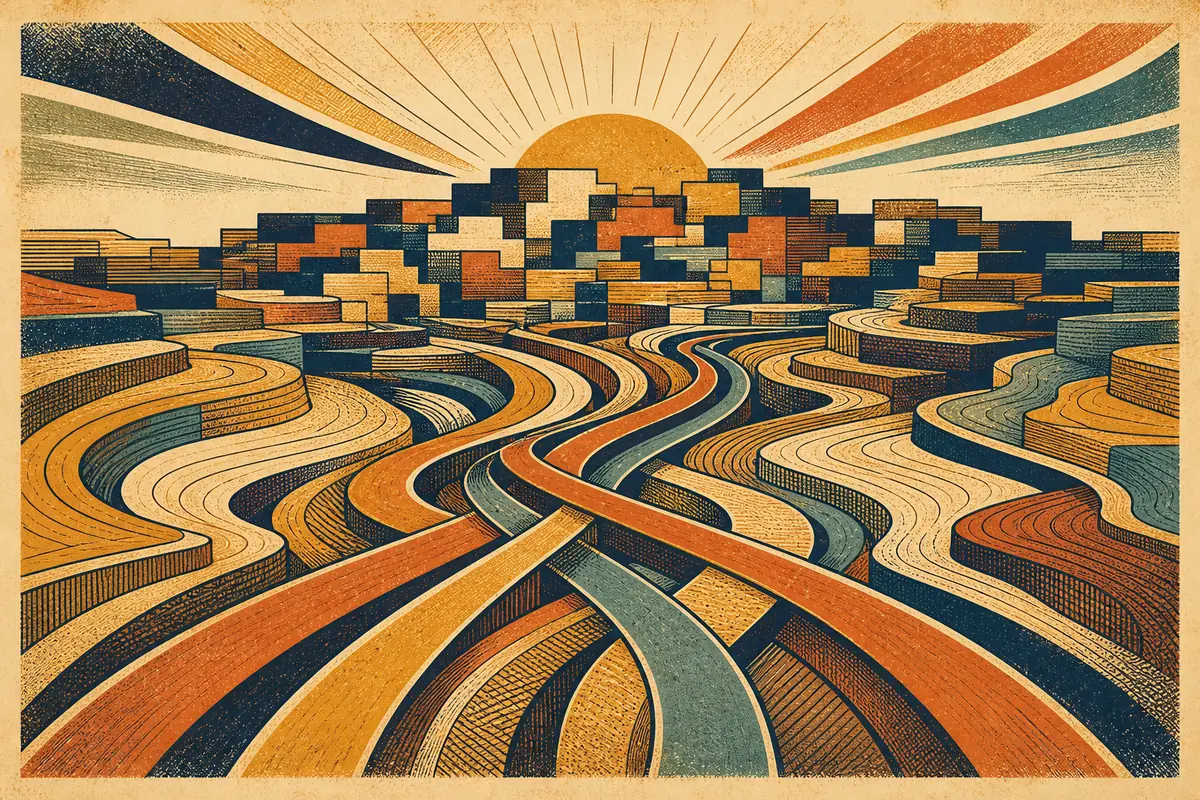 Abstract illustrated map composition for San Antonio, United States