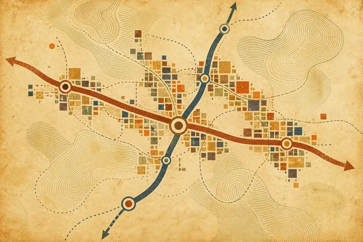 Abstract illustrated map composition for San Bernardino, United States