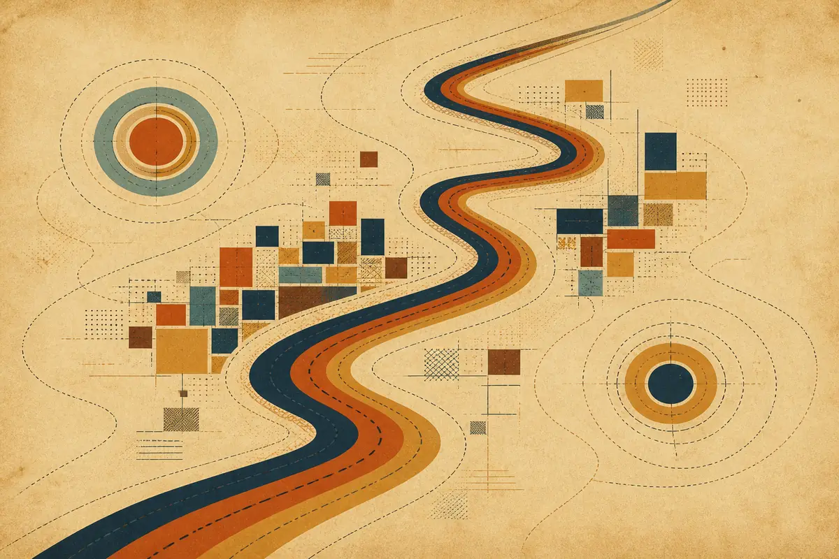 Abstract illustrated map composition for San Bruno, United States