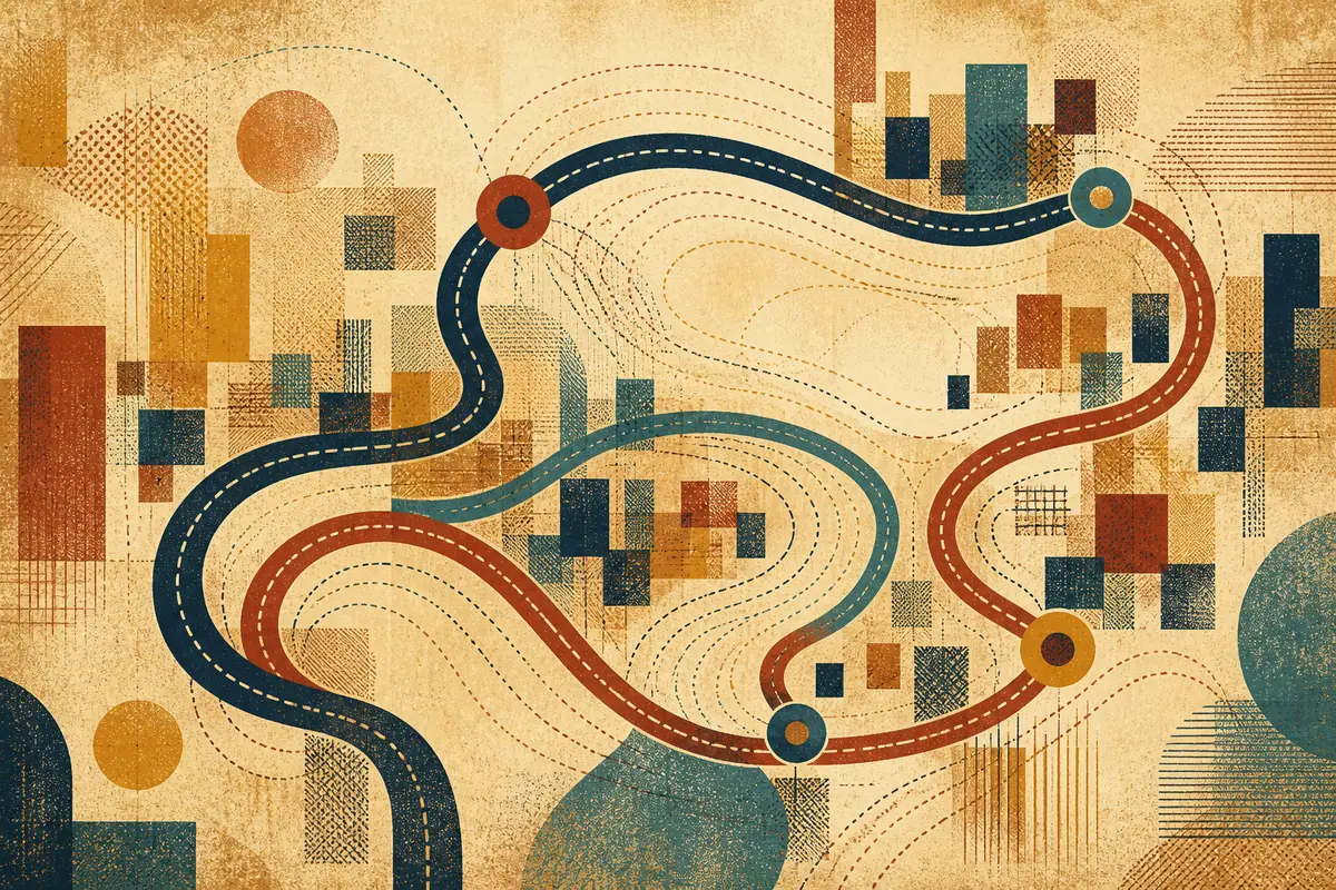Abstract illustrated map composition for San Carlos, United States