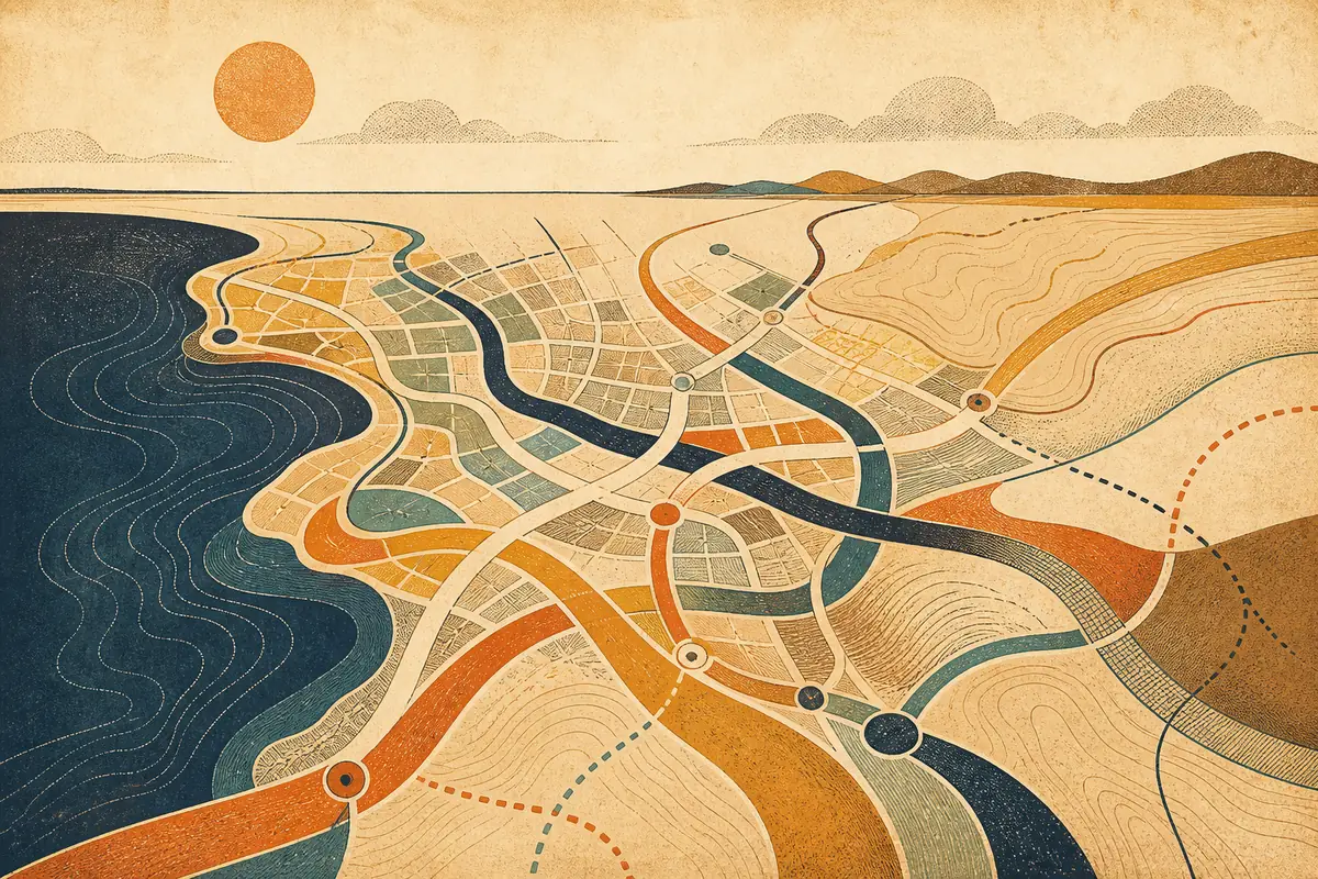 Abstract illustrated map composition for San Francisco, United States