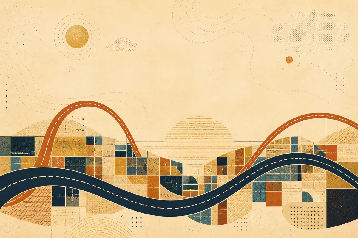 Abstract illustrated map composition for San Juan Capistrano, United States