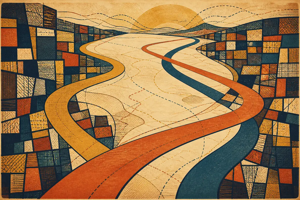 Abstract illustrated map composition for San Leandro, United States