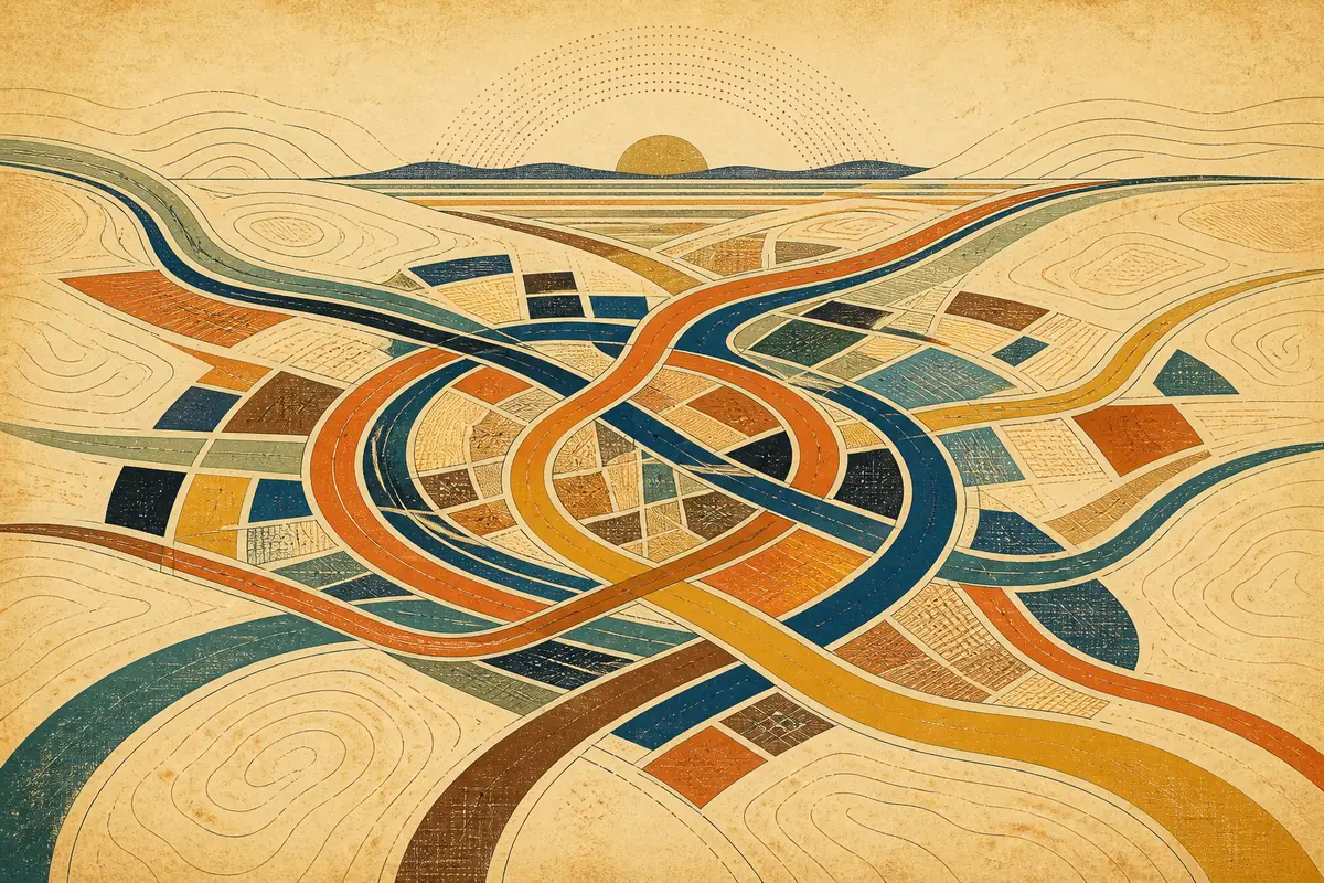 Abstract illustrated map composition for San Marcos, United States