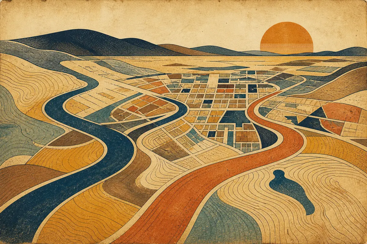 Abstract illustrated map composition for San Marcos, United States