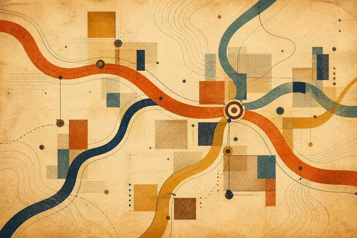 Abstract illustrated map composition for San Rafael, United States