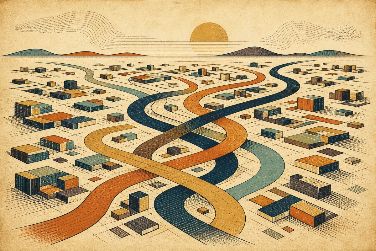 Abstract illustrated map composition for Sandy Springs, United States