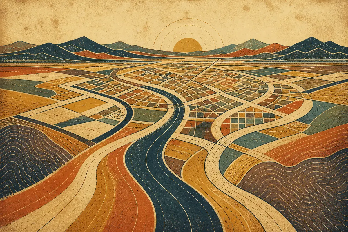 Abstract illustrated map composition for Sandy, United States