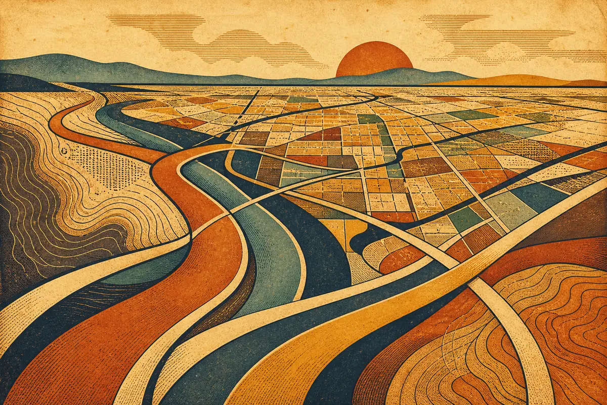 Abstract illustrated map composition for Santa Ana, United States