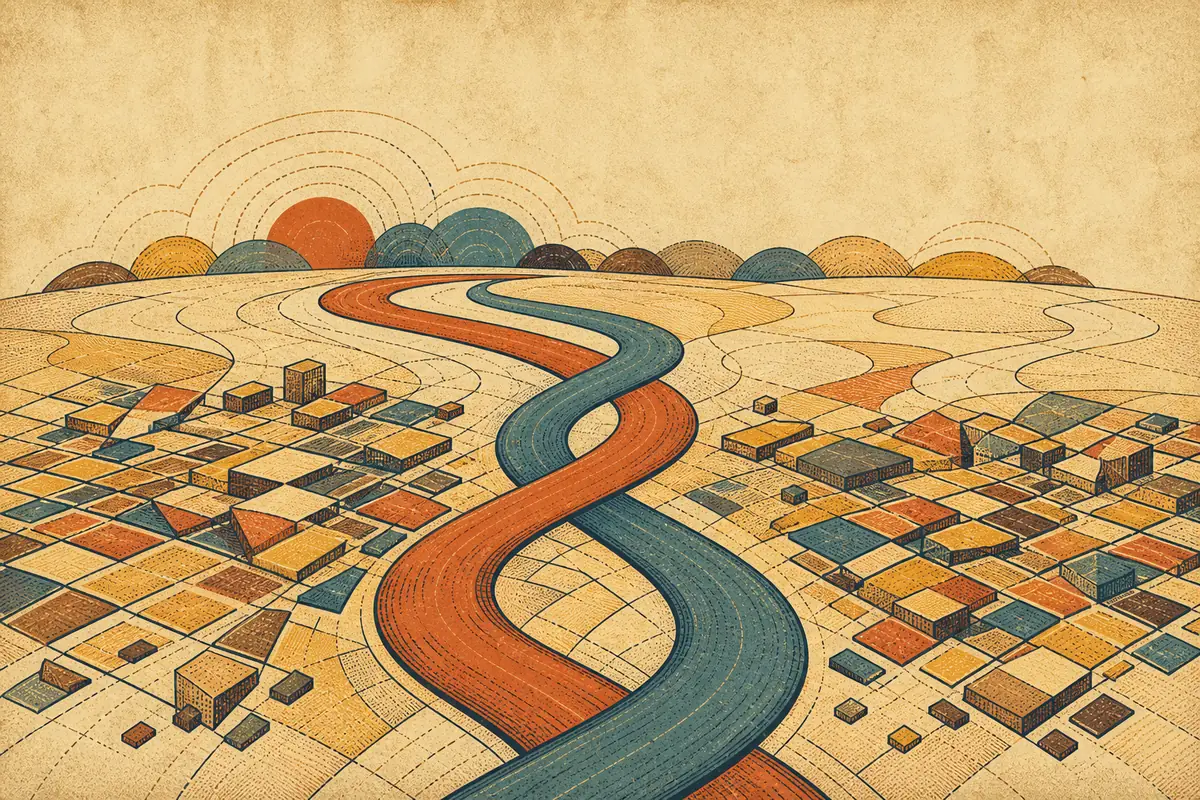 Abstract illustrated map composition for Santa Clara, United States