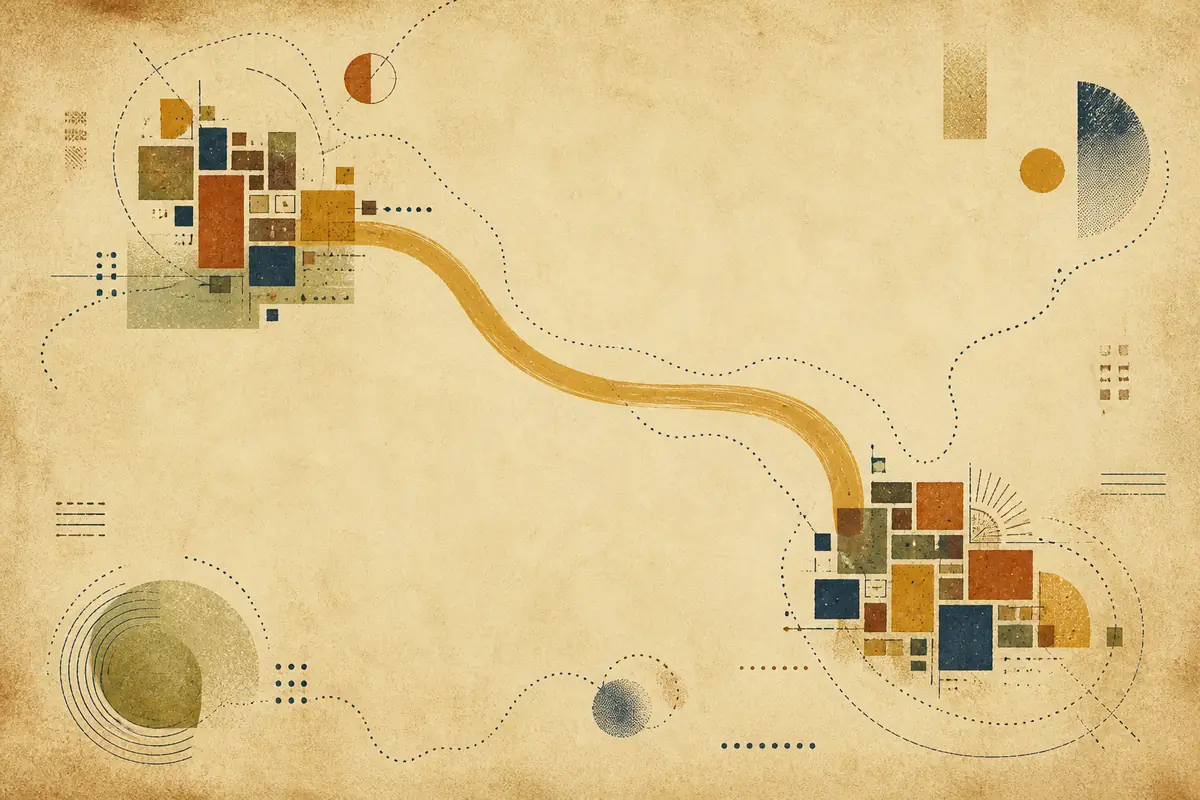 Abstract illustrated map composition for Santa Cruz, United States